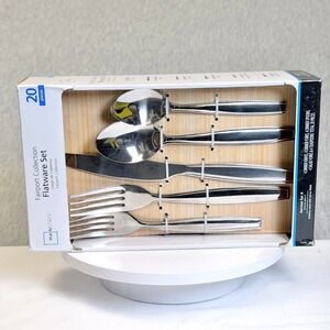 Mainstays Fairport Collection Flatware Set 20 Piece Stainless Steel Service for4